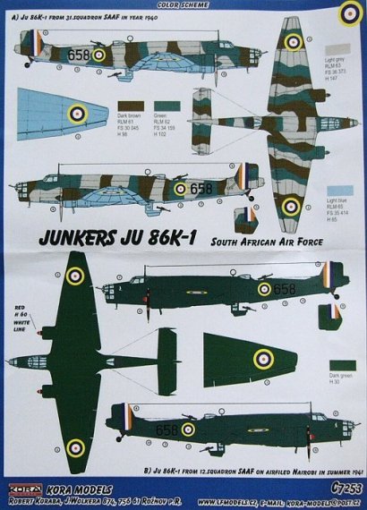 1/72 Ju 86K-1 South African AF  Conv.Set