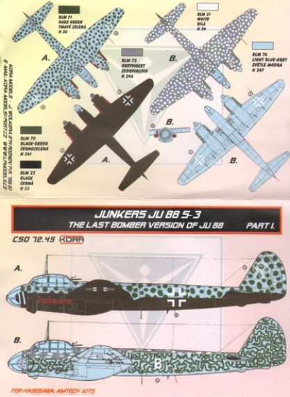 1/72 Ju 88 S-3 Conv.set&decal  Part I. (HAS,AMT)