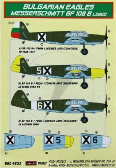 1/48 Decals Messerschmitt Bf 108B Lebed (Bulgaria)
