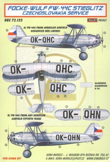 1/72 Decals FW-44C Stieglitz (Czechoslovakia)