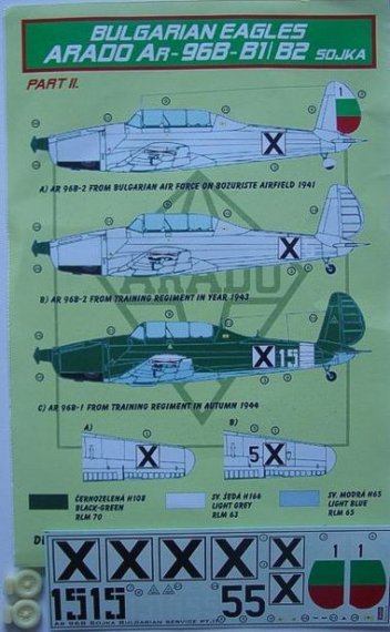 1/72 Decals Ar-96B-B1/B2 Sojka (Bulgarian Eagles)