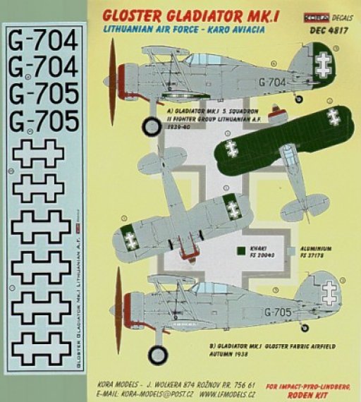 Kora Model Gloster Gladiator Mk.I Arm�e de l'air lituanienne 1/4