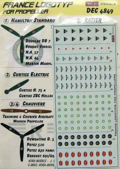 1/48 Decals France logotypes for propeller
