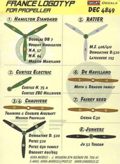 1/48 Decals France logotypes for propeller
