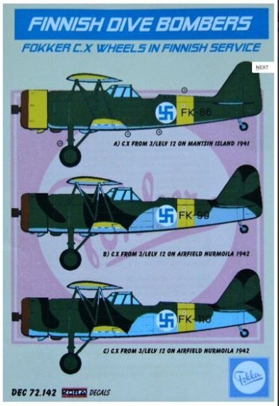 1/72 Decals Fokker C.X wheels (Finnish Service)