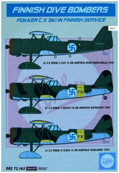1/72 Decals Fokker C.X ski (Finnish Service)