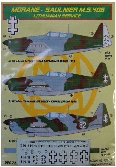 1/72 Decals M.S.406 (Lithuanian service)