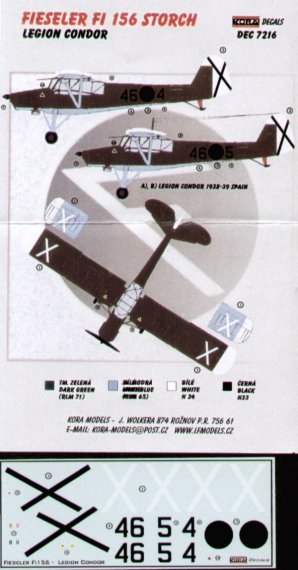 Kora Model Fieseler Fi-156C-3 Storch L�gion Condor 1/72
