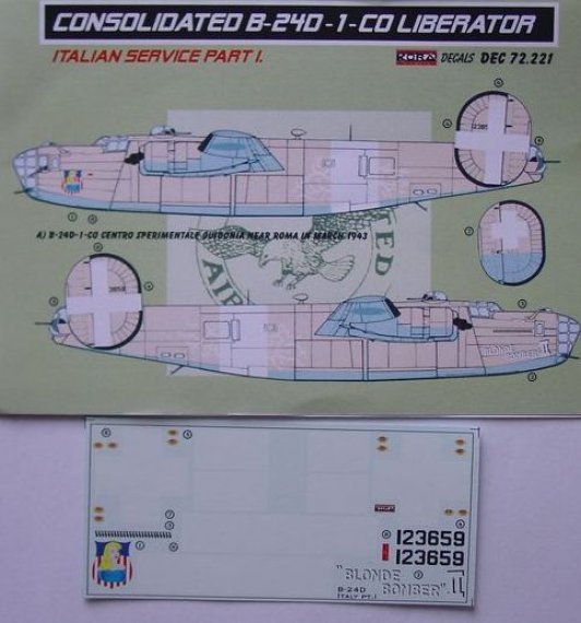 1/72 Decals Consolidated B-24D-1-CO Italian Pt.I