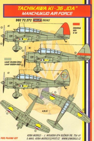 1/72 Decals Tachikawa Ki-36 IDA (Manchukuo AF)