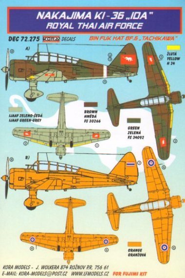 1/72 Decals Nakajima Ki-36 IDA (Royal Thai AF)