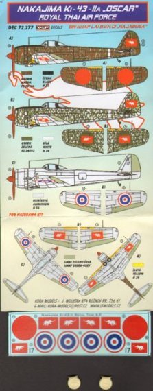 1/72 Decals Nakajima Ki-43-IIA OSCAR (Roy.Thai AF)