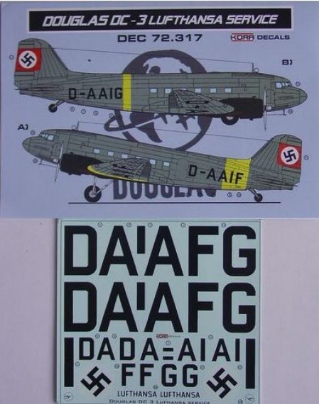 1/72 Douglas DC-3 Lufthansa (for Airfix, Revell and ESCI)