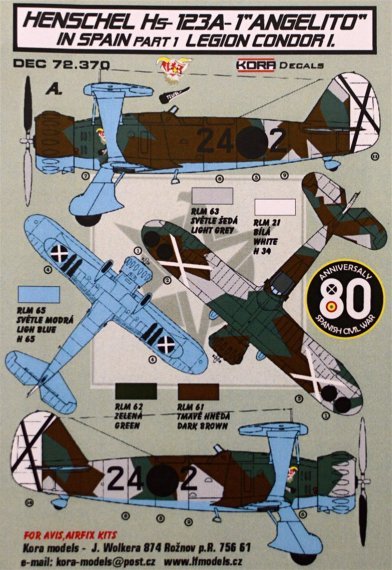 1/72 Decals Hs-123A-1 Angelito in Spain Vol.1