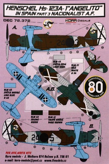 1/72 Decals Hs-123A-1 Angelito in Spain Vol.3