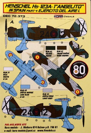 1/72 Decals Hs-123A-1 Angelito in Spain Vol.4