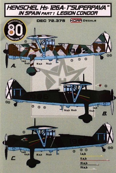 1/72 Decals Hs-126A-1 Superpava in Spain Vol.1