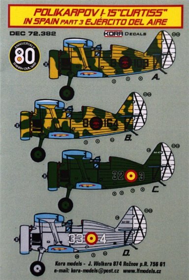 1/72 Decals Polikar. I-15 Curtiss in Spain Vol.3