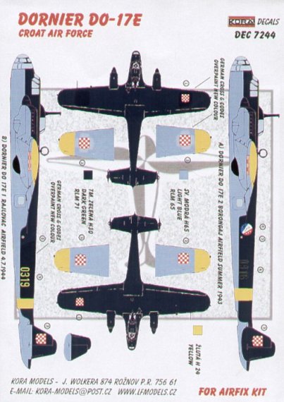 Kora Model Dornier Do-17E Force A�rienne Croate 1/72