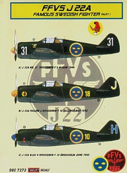 Kora Model FFVS J-22A/J-22B Chasseur Su�dois 1/72