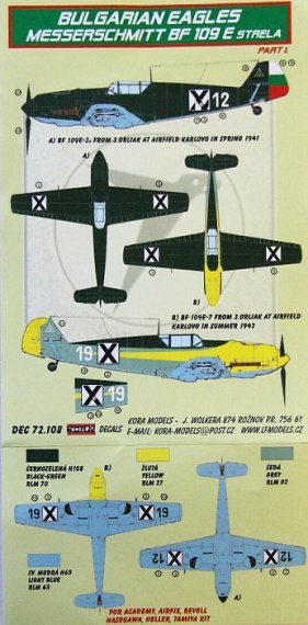 1/72 Decals Bf 109E Strela (Bulgarian Service I.)