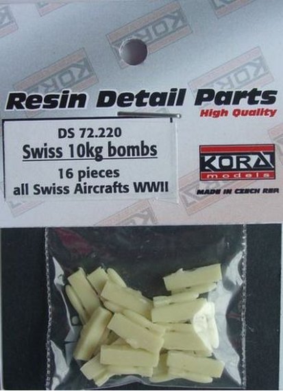 1/72 Swiss 10kg bombs (16 pcs.) For all Swiss Aircraft WWII