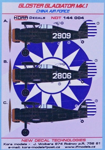 1/144 Decals Gloster Gladiator Mk.I China AF