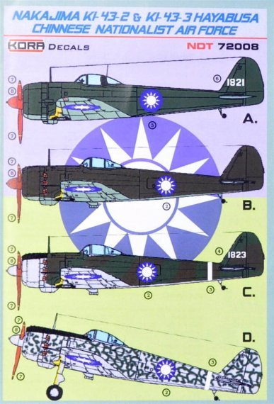 1/72 Decals Nakajima Ki-43-2/3 Chinese Nation. AF