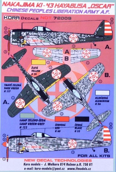 1/72 Decals Nakajima Ki-43 Chinese Peop.Liber.Army