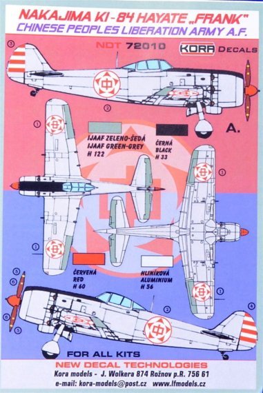 1/72 Decals Nakajima Ki-84 Chinese Peop.Liber.Army