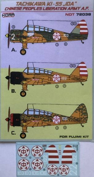 1/72 Decals Tachikawa Ki-55 Chinese People Liberation Army