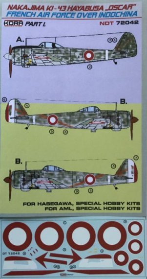 1/72 Decals Ki-43 Oscar French AF Indochina Pt.1