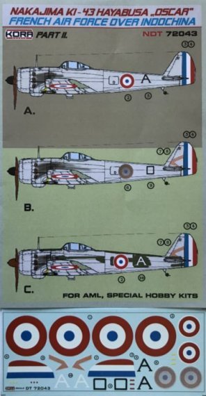 1/72 Decals Ki-43 Oscar French AF Indochina Pt.2