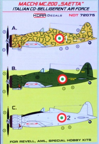 1/72 Decals MC.200 SAETTA Italian Co-Belligerent AF