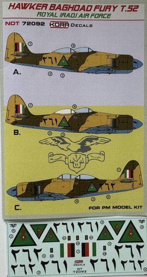 1/72 Decals Hawker Baghad Fury T.52 Royal Iraqi AF
