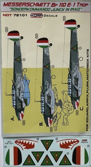 1/72 Decals Bf 110E-1 Trop Sonderkom.Junck in Iraq
