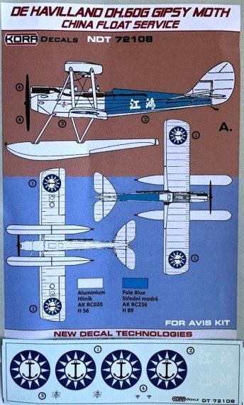 KORA MODEL 1/72 Decals DH.60G Gipsy Moth China Float Service