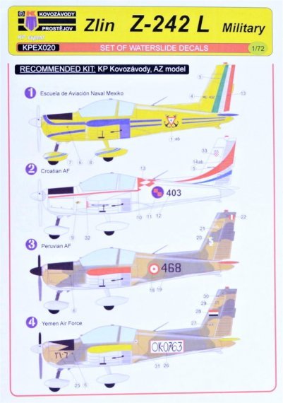 1/72 Decals Zlin Z-242 L Military