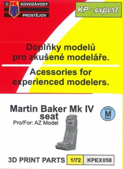 1/72 Martin Baker Mk.IV seat 3D printed parts