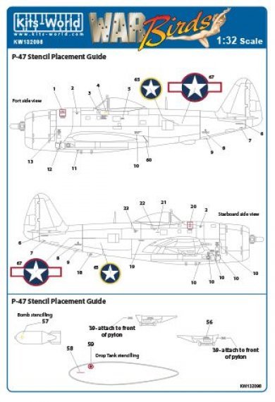 1/32 Scale P-47D Thunderbolts Stars and Bars, Usaaf Roudels