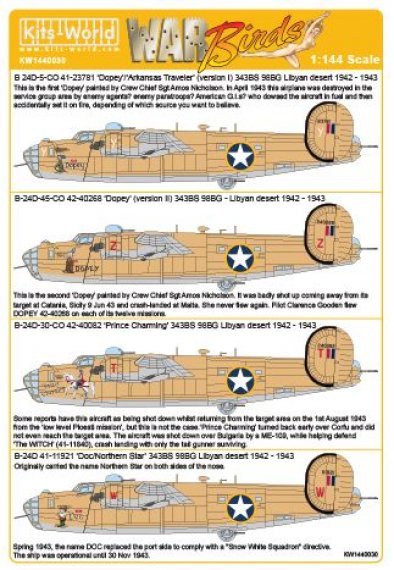 1/144 Consolidated B-24D 343 BS 98 BG  CO 41-23781/42-40268 'D
