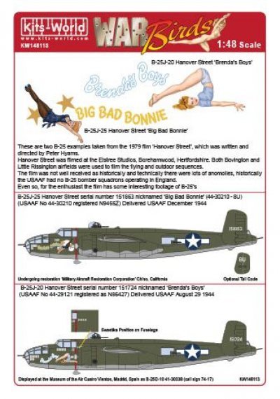 Kits-World 1/48 Decalcomanie B-25J Mitchell USAAF