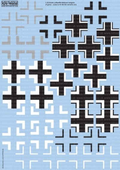 1/32 Luftwaffe Balkenkreuz Bf 109, Fw 190