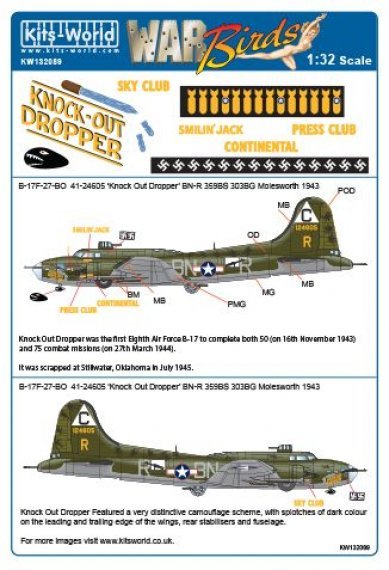 1/32 Boeing B-17F-27-BO Flying Fortress 41-24605 'Knockout Drop