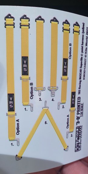 1/24 Trs Racing Nascar Superlite 6-Point Harness Yellow
