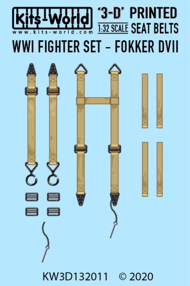 1/32 WWI Fighter Set Fokker Dvii Seat Belts 3D decals