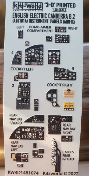 1/48 BAC/EE Canberra B.2/B.20 Instrument Panels