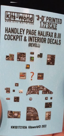 1/72 H P Halifax B.III 3D Full colour Instrument Panels