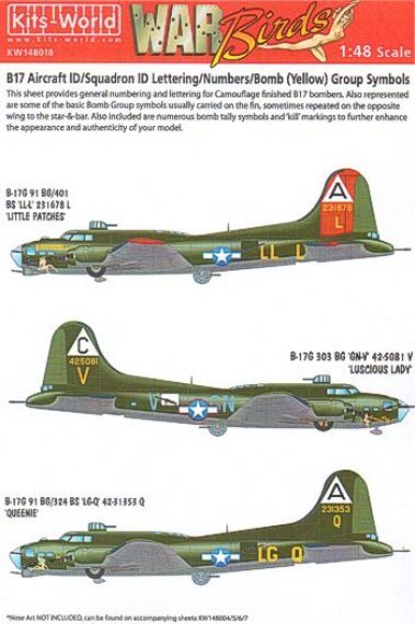 1/48 B-17G Bomb Tallies & Kill Symbols General Markings  Aircra