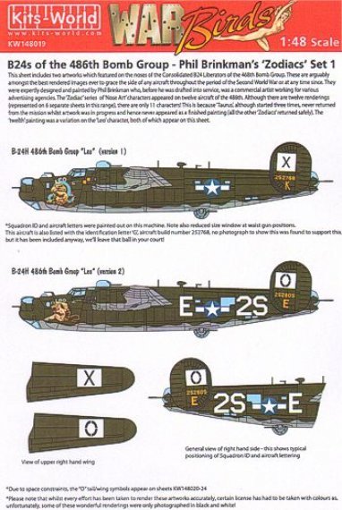 1/48 B-24H Liberator 834th BS, 486th BG Phil Brinkman's Zodiacs